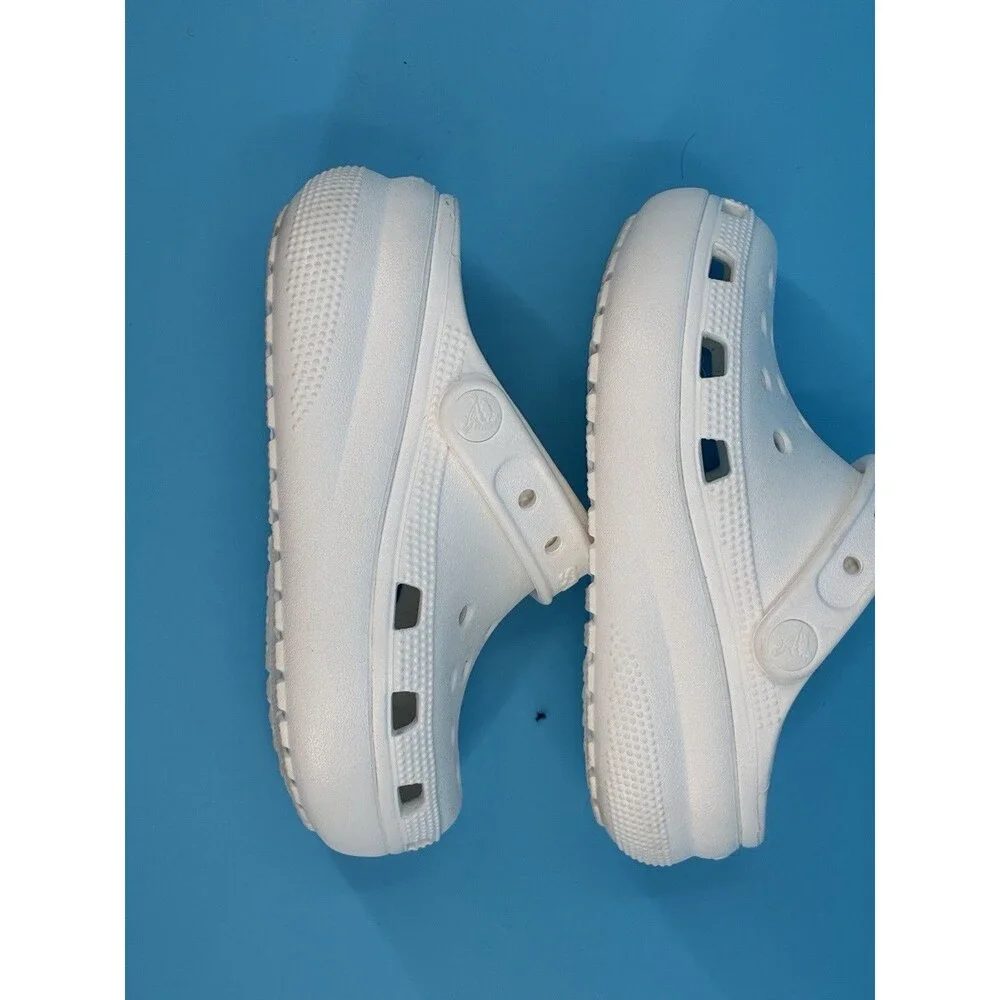 Crocs Kids C12 White Platform Clogs Classic Slip On Comfort Shoes